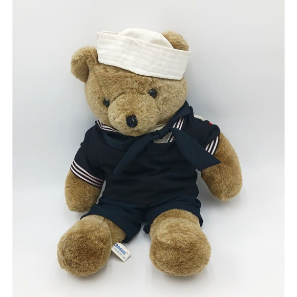 Vintage Chosun Navy Sailor Teddy‎ Bear 1987 22" Beige Plush Korea - Picture 2 of 7